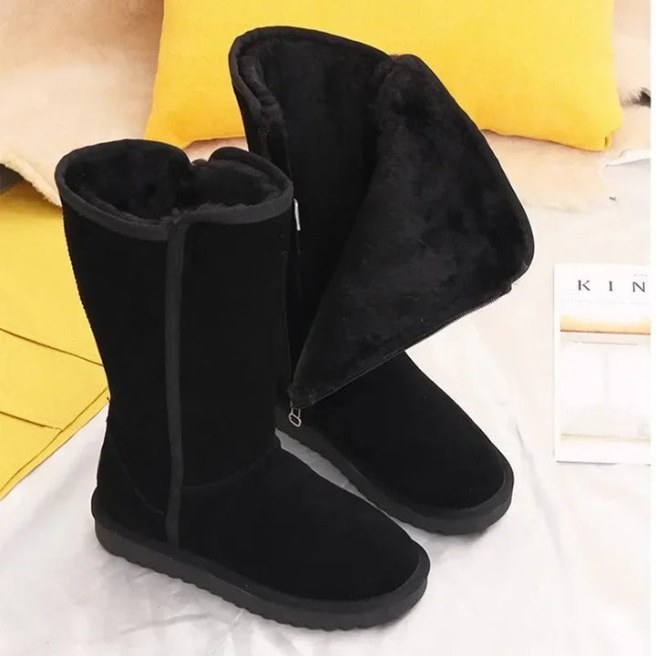 Bottes plates confortables d’hiver avec fermeture éclair pour femme | Idéal pour l’hiver