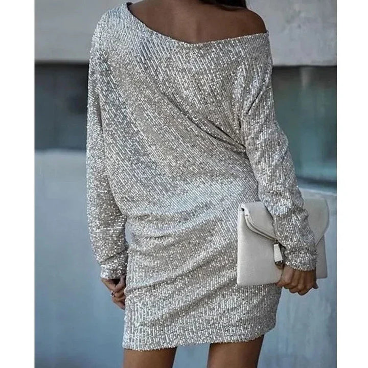 Robe Éclatante à Paillettes Contrastées Pour Femme